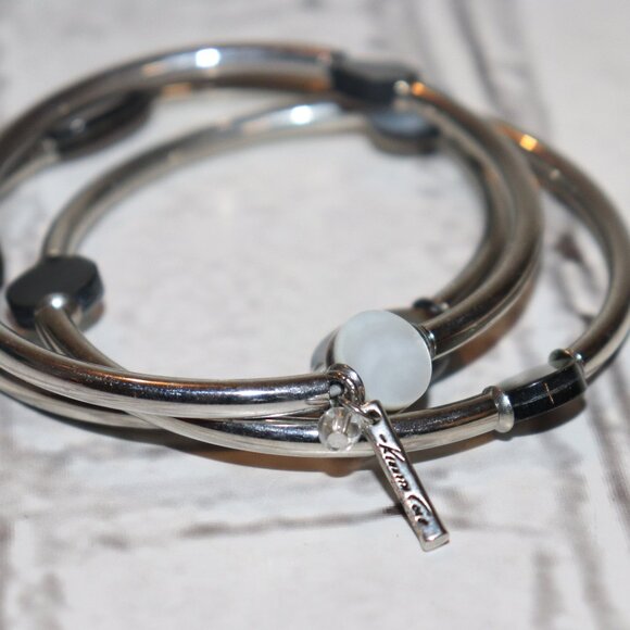 Beautiful silver and brown shell Kenneth Cole Bracelet set 8" - Picture 1 of 4